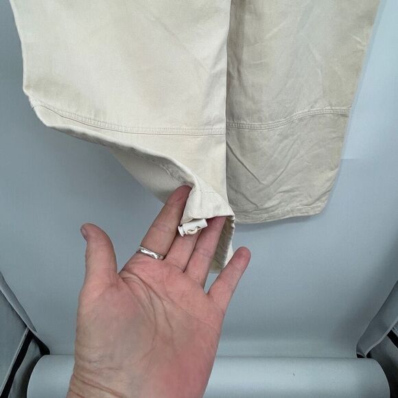 Et Clet Cream Straight Wide Leg High Waist Cotton Multi Pocket Cargo Pant Medium - Picture 5 of 10